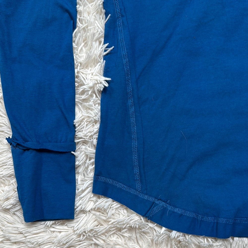 Zenana Henley Raw Seam Top 💗 Blue - Picture 9 of 16